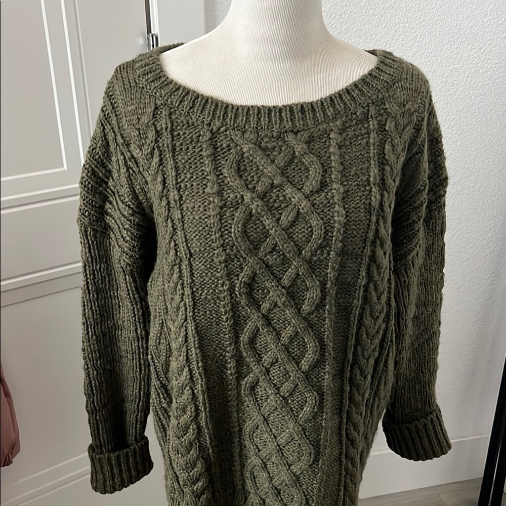 Olive Cable Knit Sweater